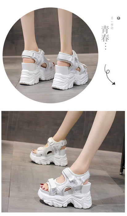 High Heel Platform Sandals - Chunky Wedge Summer Slides