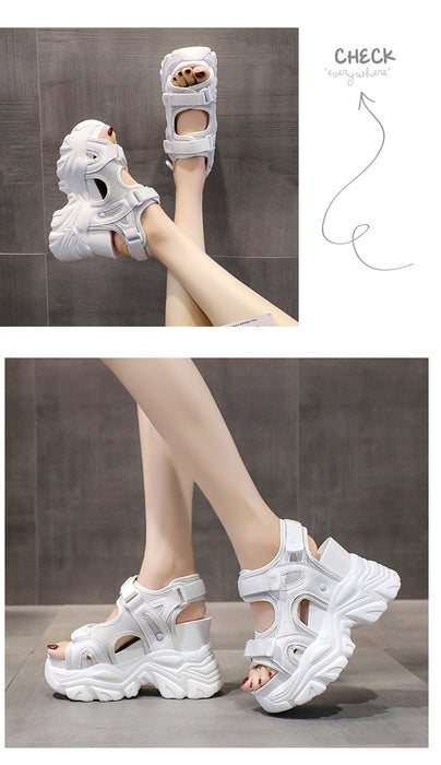 High Heel Platform Sandals - Chunky Wedge Summer Slides