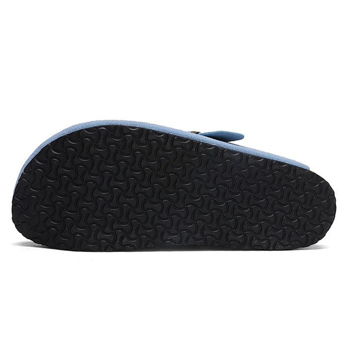 Suede Leather Cork Clogs – Comfortable Closed Toe Footbed Sandals
