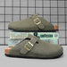 Suede Leather Cork Clogs – Comfortable Closed Toe Footbed Sandals