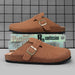 Suede Leather Cork Clogs – Comfortable Closed Toe Footbed Sandals