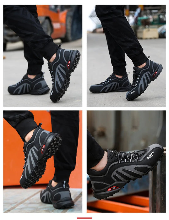 Lightweight for Running Safety Shoes Men Waterproof Slip on Work Steel Toe Boots Lightweight Shockproof Design Sneaker