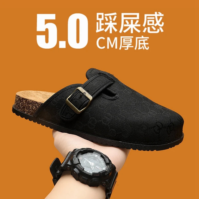 thick bottom cork mule sandals