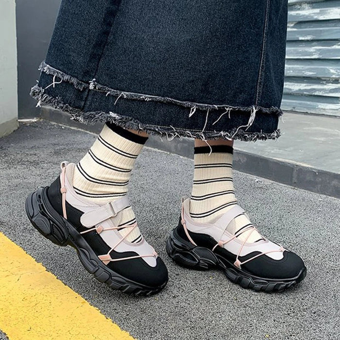 Comemore Retro  Ballet Style Sneakers Shallow Mouth Thick Sole Single Shoe for Women Spring Autumn Casual Sport Mary Jane Shoes