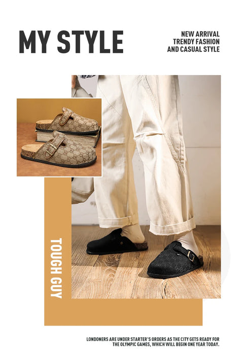 thick bottom cork mule sandals