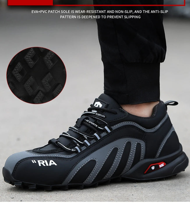 Lightweight for Running Safety Shoes Men Waterproof Slip on Work Steel Toe Boots Lightweight Shockproof Design Sneaker
