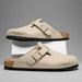 Suede Leather Cork Clogs – Comfortable Closed Toe Footbed Sandals