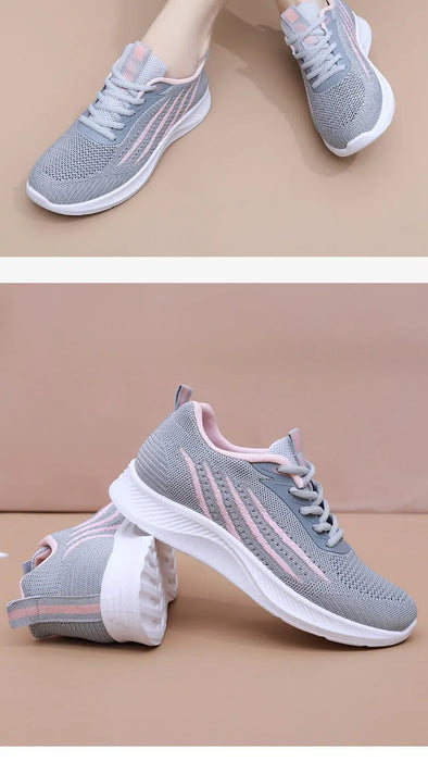 Women's Lightweight Running Shoes Summer Breathable Lace-Up Gym Walking Training  Cushioned Sole Non Slip Fatigue Relief Casual