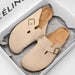 Suede Leather Cork Clogs – Comfortable Closed Toe Footbed Sandals