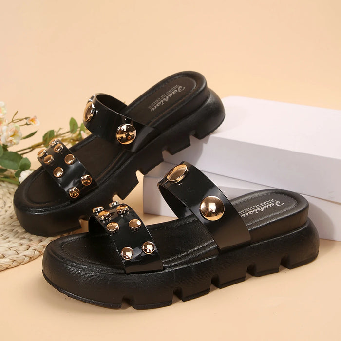 studded platform slide sandals