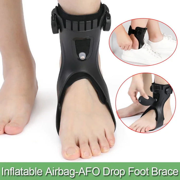 Inflatable Drop Foot Brace Orthosis-AFO Ankle Support With Comfortable Adjustable Buckle for Hemiplegia Stroke Shoes Walking
