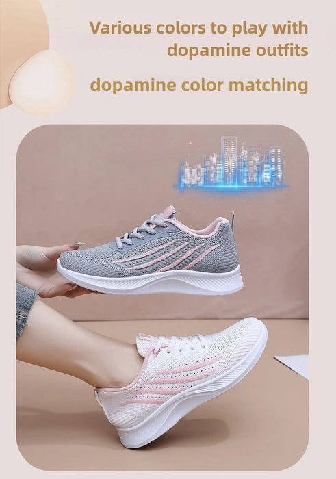 Women's Lightweight Running Shoes Summer Breathable Lace-Up Gym Walking Training  Cushioned Sole Non Slip Fatigue Relief Casual