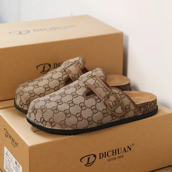 thick bottom cork mule sandals