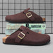 Suede Leather Cork Clogs – Comfortable Closed Toe Footbed Sandals