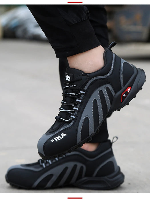 Lightweight for Running Safety Shoes Men Waterproof Slip on Work Steel Toe Boots Lightweight Shockproof Design Sneaker