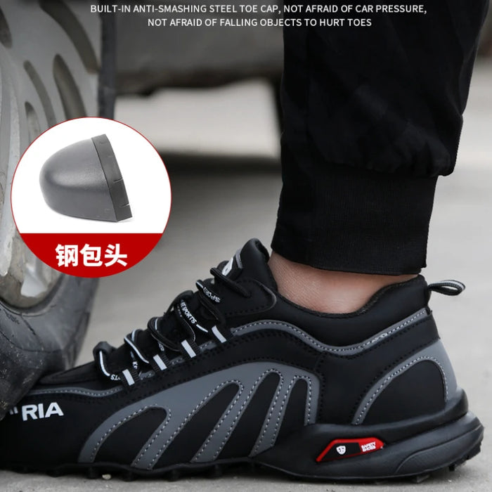 Lightweight for Running Safety Shoes Men Waterproof Slip on Work Steel Toe Boots Lightweight Shockproof Design Sneaker