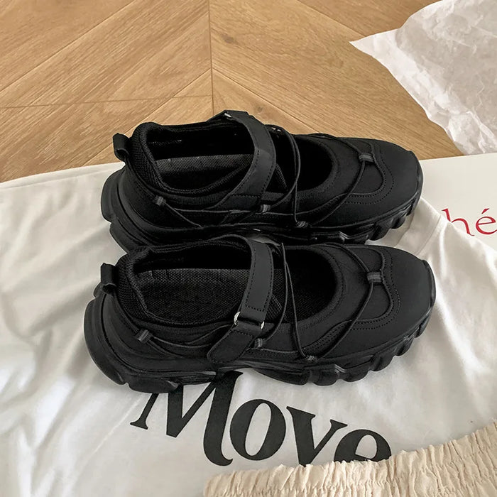 Comemore Retro  Ballet Style Sneakers Shallow Mouth Thick Sole Single Shoe for Women Spring Autumn Casual Sport Mary Jane Shoes