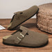 Suede Leather Cork Clogs – Comfortable Closed Toe Footbed Sandals