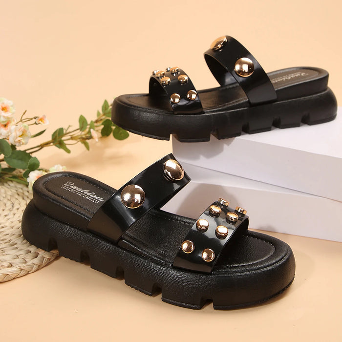 studded platform slide sandals