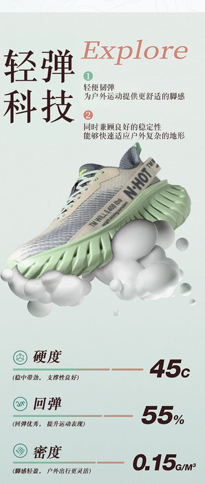 Lightweight, Low-Cut, Thick-Soled, Breathable Outdoor Trail Hiking Shoes for Men and Women, Cushioning Hiking and Walking Shoes