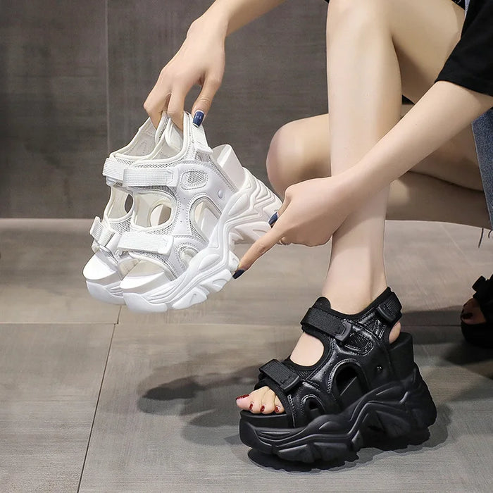High Heel Platform Sandals - Chunky Wedge Summer Slides