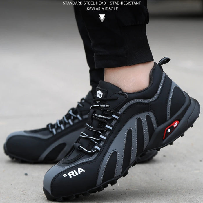 Lightweight for Running Safety Shoes Men Waterproof Slip on Work Steel Toe Boots Lightweight Shockproof Design Sneaker
