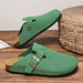 Suede Leather Cork Clogs – Comfortable Closed Toe Footbed Sandals