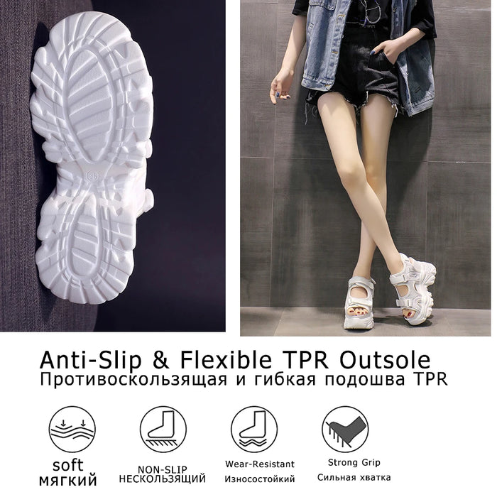 High Heel Platform Sandals - Chunky Wedge Summer Slides