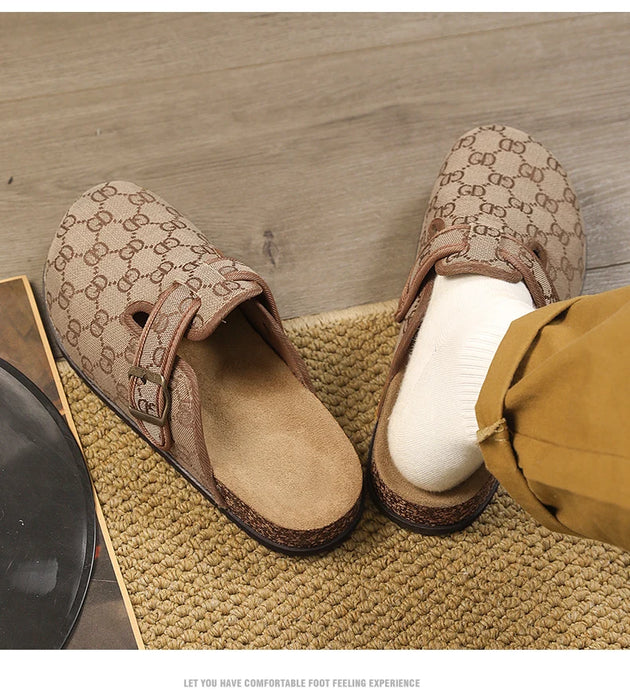 thick bottom cork mule sandals
