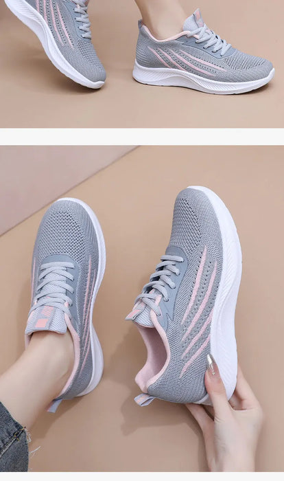 Women's Lightweight Running Shoes Summer Breathable Lace-Up Gym Walking Training  Cushioned Sole Non Slip Fatigue Relief Casual