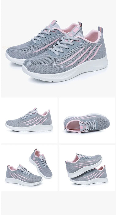 Women's Lightweight Running Shoes Summer Breathable Lace-Up Gym Walking Training  Cushioned Sole Non Slip Fatigue Relief Casual