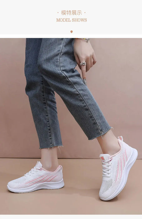 Women's Lightweight Running Shoes Summer Breathable Lace-Up Gym Walking Training  Cushioned Sole Non Slip Fatigue Relief Casual