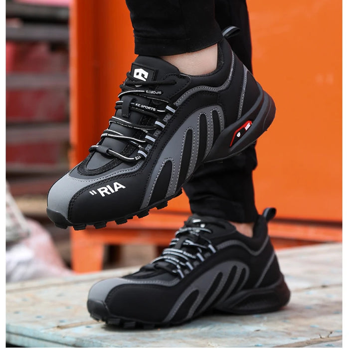 Lightweight for Running Safety Shoes Men Waterproof Slip on Work Steel Toe Boots Lightweight Shockproof Design Sneaker