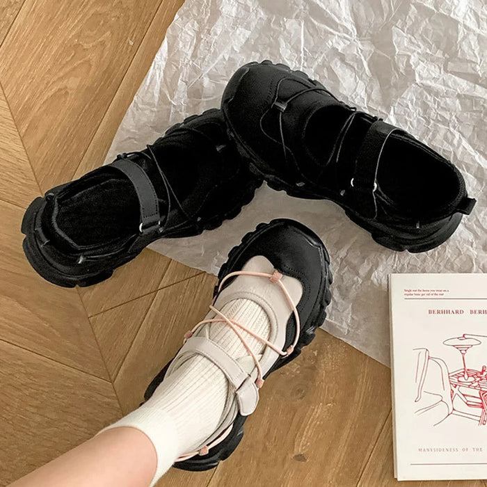 Comemore Retro  Ballet Style Sneakers Shallow Mouth Thick Sole Single Shoe for Women Spring Autumn Casual Sport Mary Jane Shoes