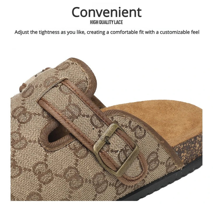 thick bottom cork mule sandals