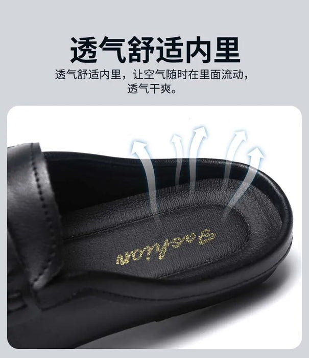 Lightweight Half Shoes For Men Mules Summer Man Slides Slip On Flats Men Driving Casual Shoes Leather Semi-Drag Loafers Slippers