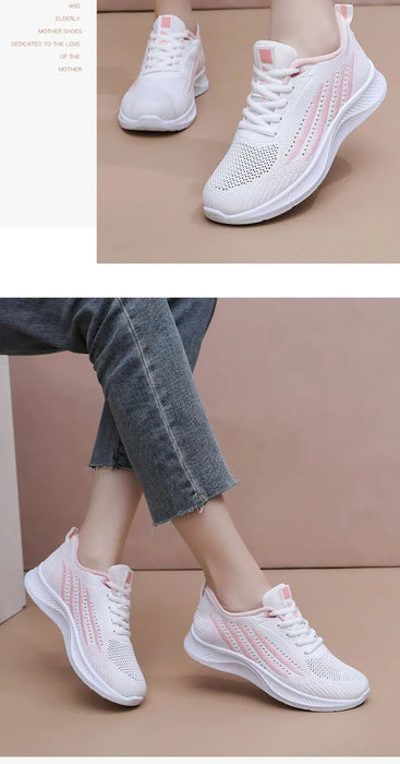 Women's Lightweight Running Shoes Summer Breathable Lace-Up Gym Walking Training  Cushioned Sole Non Slip Fatigue Relief Casual
