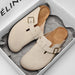 Suede Leather Cork Clogs – Comfortable Closed Toe Footbed Sandals
