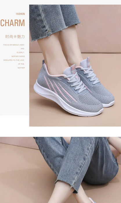 Women's Lightweight Running Shoes Summer Breathable Lace-Up Gym Walking Training  Cushioned Sole Non Slip Fatigue Relief Casual