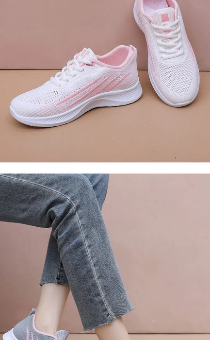 Women's Lightweight Running Shoes Summer Breathable Lace-Up Gym Walking Training  Cushioned Sole Non Slip Fatigue Relief Casual