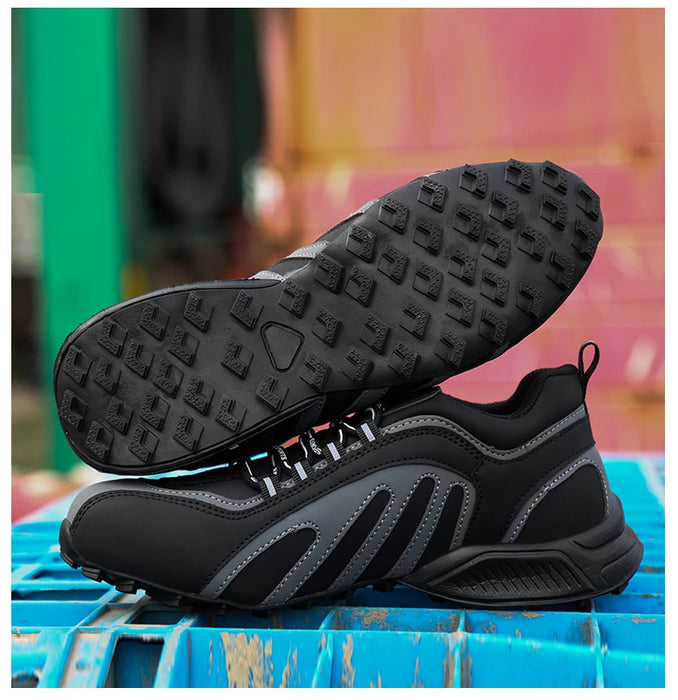 Lightweight for Running Safety Shoes Men Waterproof Slip on Work Steel Toe Boots Lightweight Shockproof Design Sneaker
