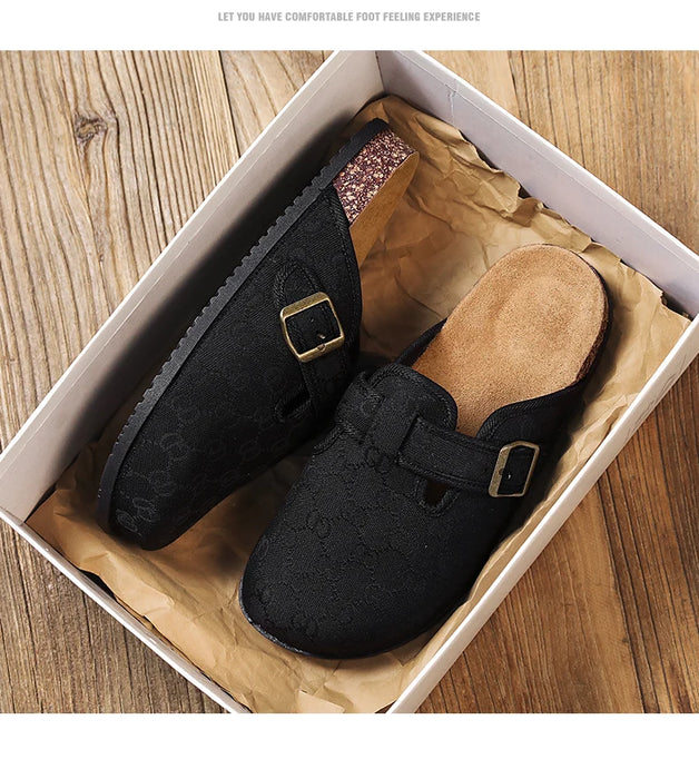 thick bottom cork mule sandals