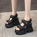 High heel platform sandals for women with chunky wedge
